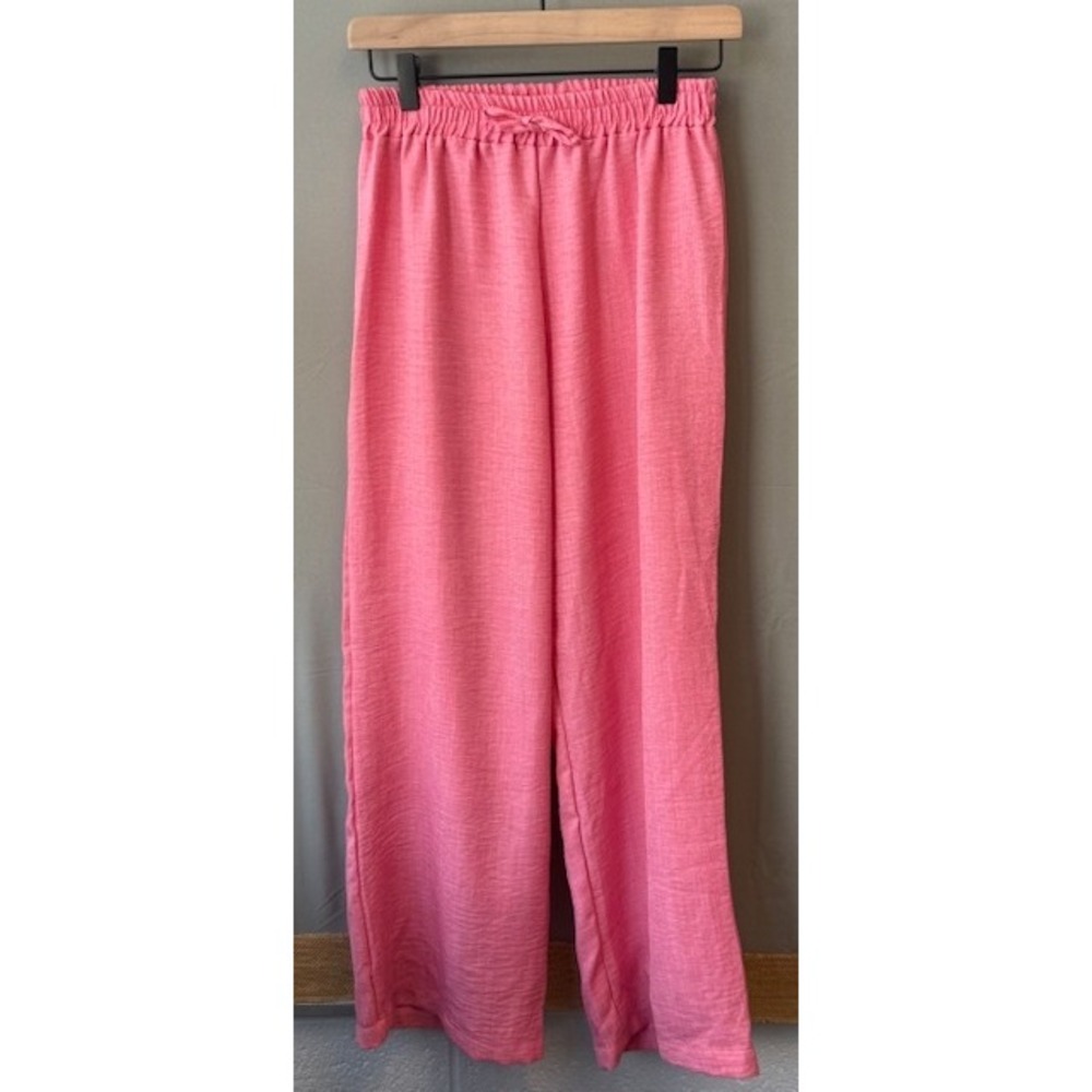 Pink Wide Leg Pants Small Elastic Waist Barbiecore‎ Coastal Grandma